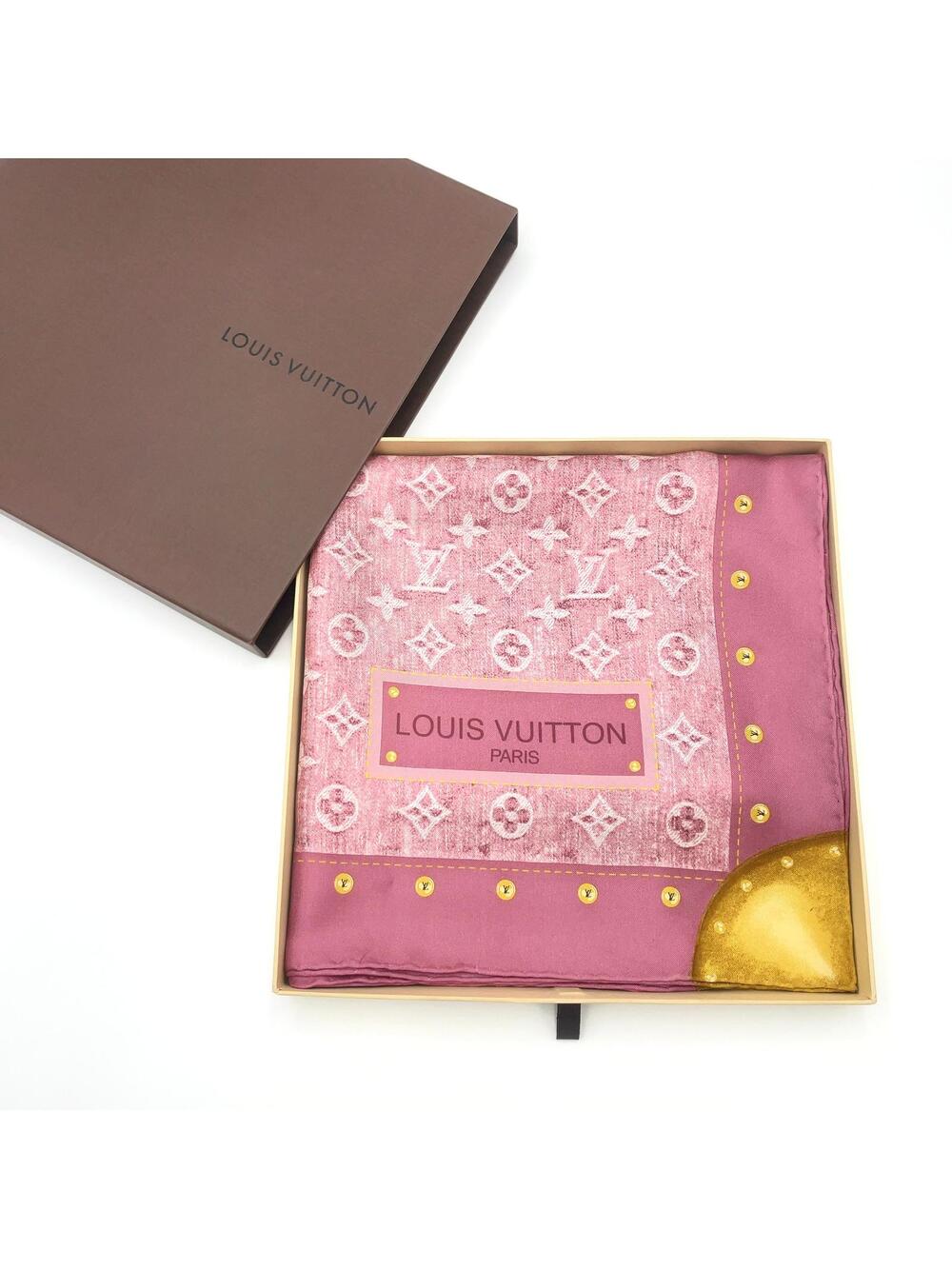 Auth Louis Vuitton Pink Silk Scarf #193198L23